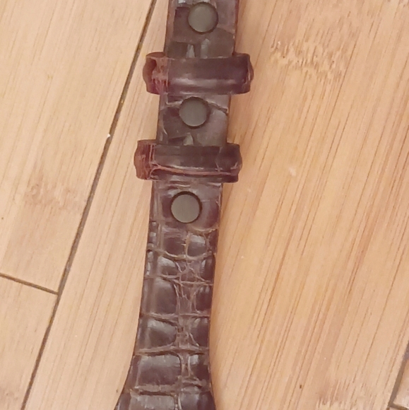 Saddlebags Alligator Belt, .925 & 14k Gold Filled Vogt Triple Horseshoe Buckle - Picture 6 of 11